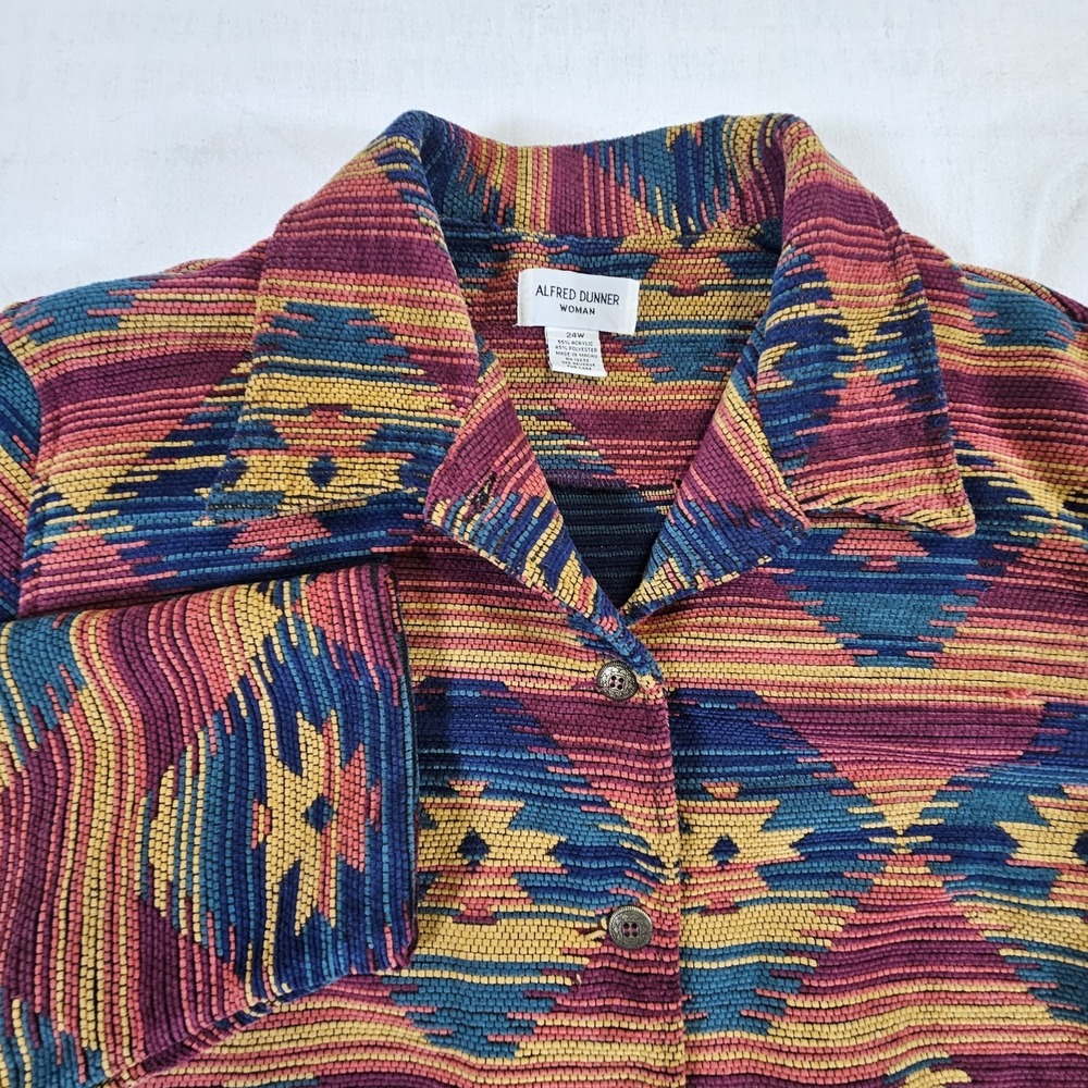 Vintage Aztec Jacket Alfred Dunner Womens 24W Western Button Front Pockets